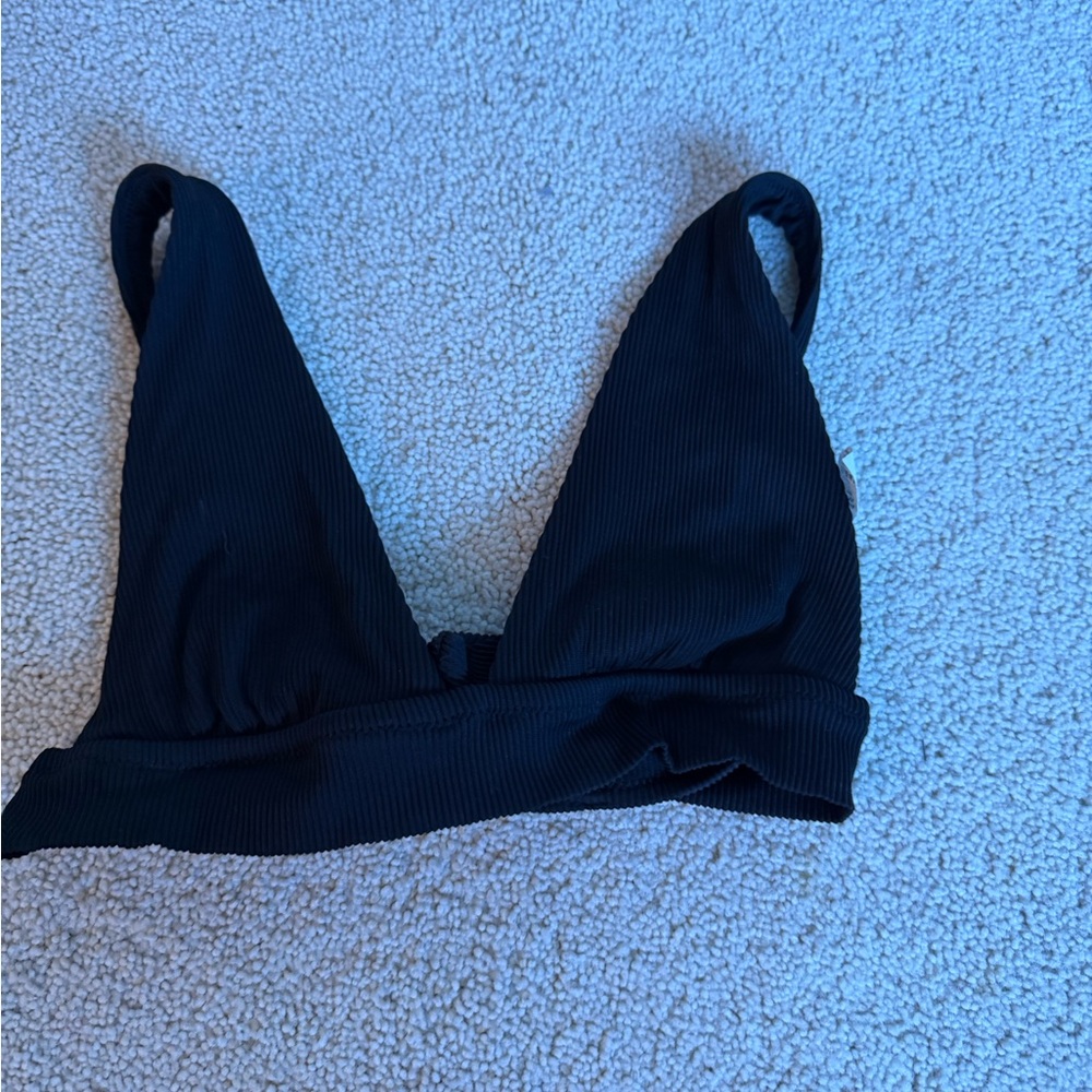 Aerie Black Ribbed Swim Top